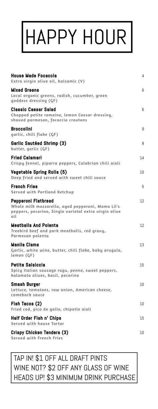 HAPPY HOUR MENY